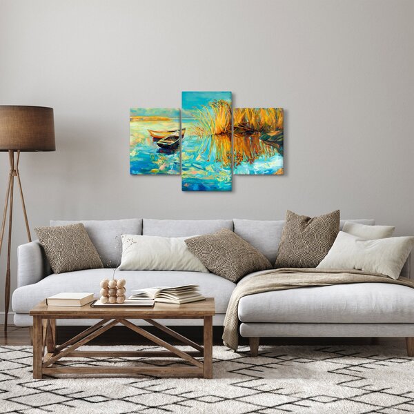 Slika - Jezero s čolni (90x60 cm)