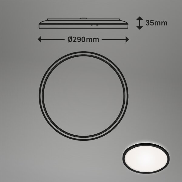 Briloner 3642-415 - LED Stropna svjetiljka za kupaonicu SLIM LED/19W/230V IP44 crna