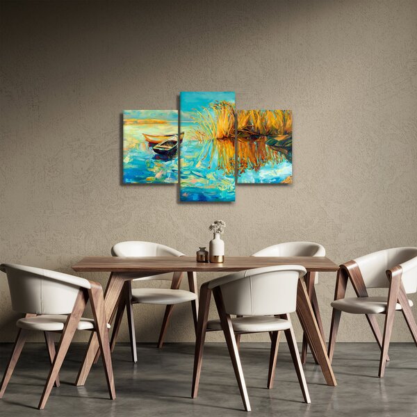 Slika - Jezero s čolni (90x60 cm)