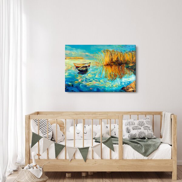 Slika - Jezero s čolni (90x60 cm)