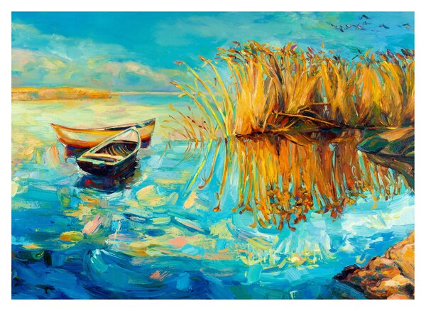 Slika - Jezero s čolni (70x50 cm)