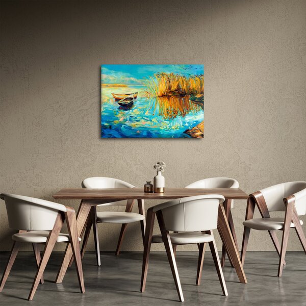 Slika - Jezero s čolni (70x50 cm)