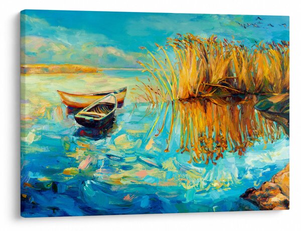 Slika - Jezero s čolni (70x50 cm)