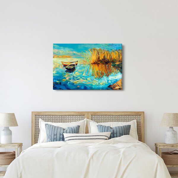 Slika - Jezero s čolni (90x60 cm)