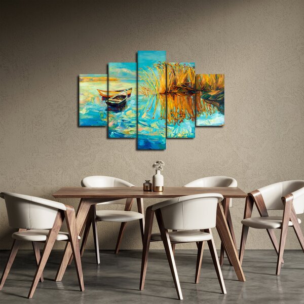 Slika - Jezero s čolni (150x105 cm)