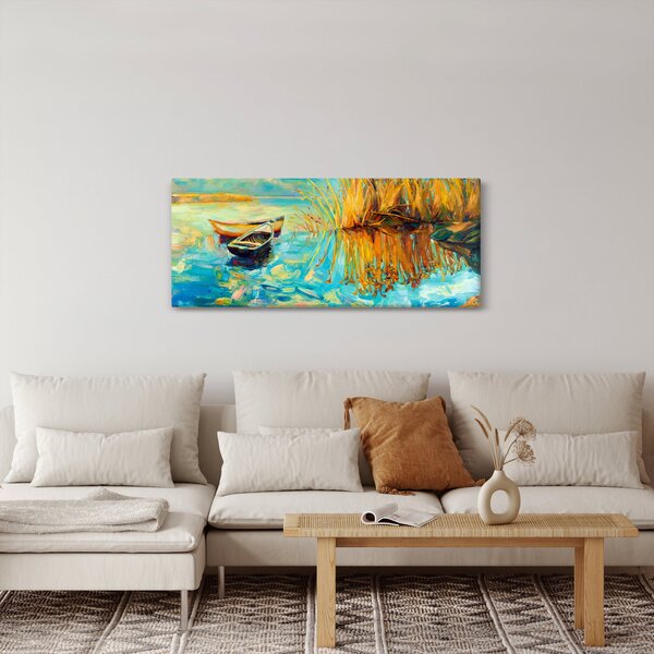 Slika - Jezero s čolni (120x50 cm)