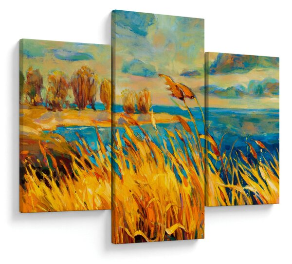 Slika - Sončni zahod nad jezerom, akrilna slika (90x60 cm)