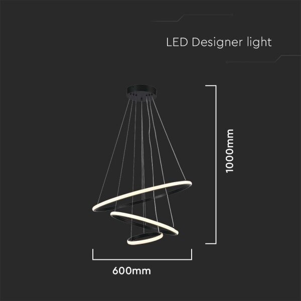 LED Luster na sajli LED/32W/230V 3000K crna