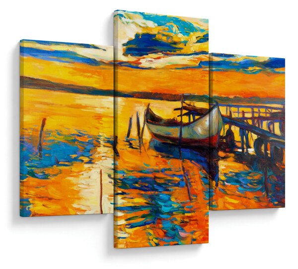 Slika - Čoln ob sončnem zahodu (90x60 cm)