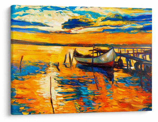 Slika - Čoln ob sončnem zahodu (70x50 cm)
