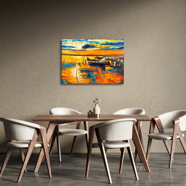 Slika - Čoln ob sončnem zahodu (70x50 cm)