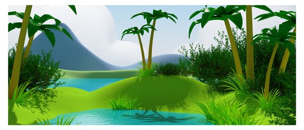 Slika - Jezera v džungli (120x50 cm)