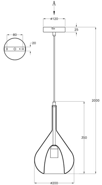 Fabas Luce 3481-40-125 - Luster na sajli LILA 1xE27/40W/230V zlatna