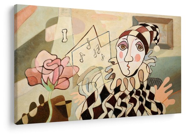 Slika - Kubizem - harlekin in vrtnica (90x60 cm)