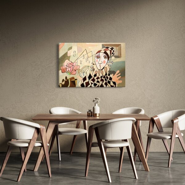 Slika - Kubizem - harlekin in vrtnica (90x60 cm)