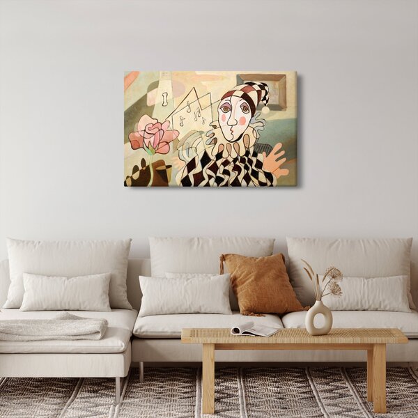 Slika - Kubizem - harlekin in vrtnica (90x60 cm)
