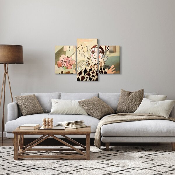 Slika - Kubizem - harlekin in vrtnica (90x60 cm)