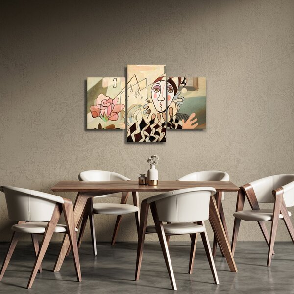 Slika - Kubizem - harlekin in vrtnica (90x60 cm)