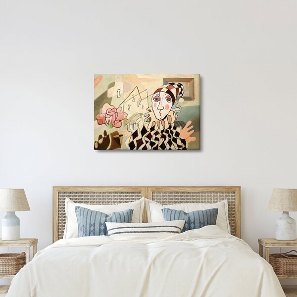 Slika - Kubizem - harlekin in vrtnica (70x50 cm)