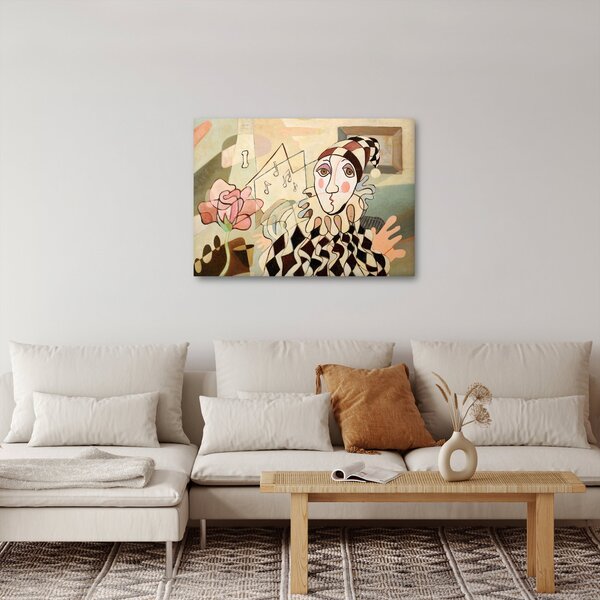 Slika - Kubizem - harlekin in vrtnica (70x50 cm)