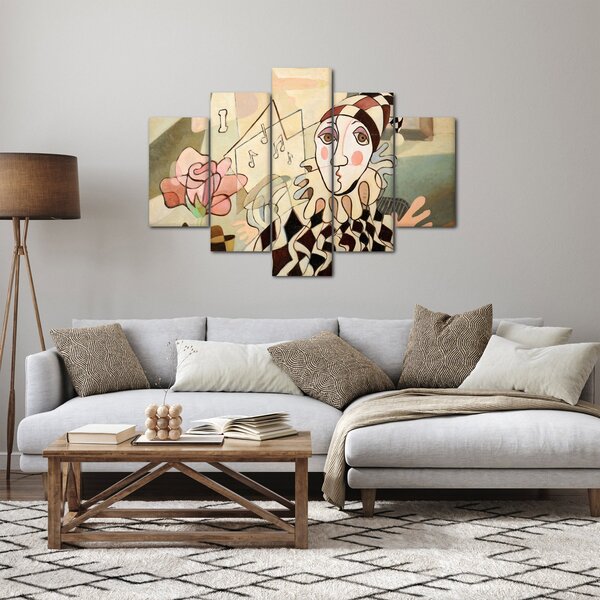 Slika - Kubizem - harlekin in vrtnica (150x105 cm)