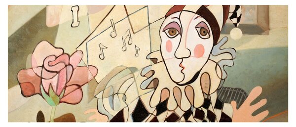 Slika - Kubizem - harlekin in vrtnica (120x50 cm)