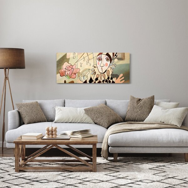 Slika - Kubizem - harlekin in vrtnica (120x50 cm)