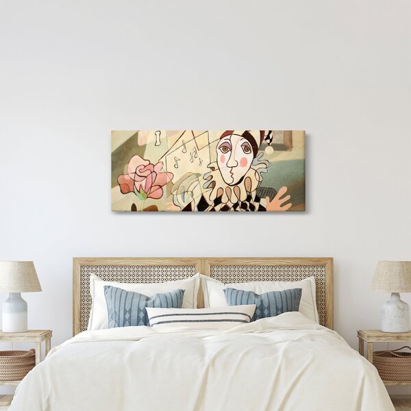 Slika - Kubizem - harlekin in vrtnica (120x50 cm)