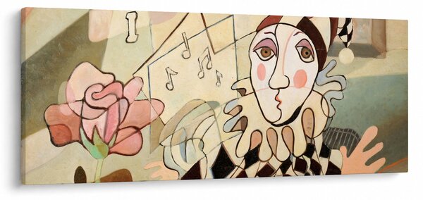 Slika - Kubizem - harlekin in vrtnica (120x50 cm)