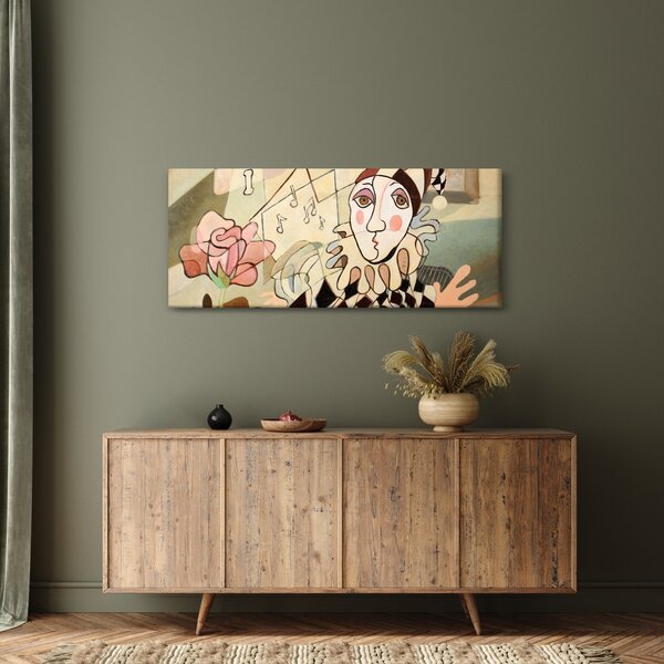 Slika - Kubizem - harlekin in vrtnica (120x50 cm)
