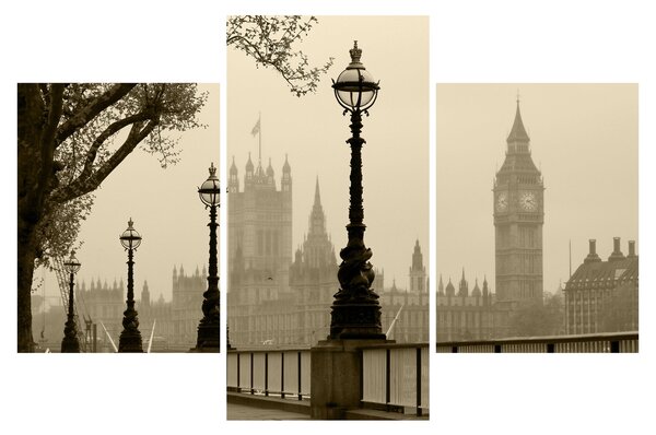 Slika - London v megli, Anglija (90x60 cm)
