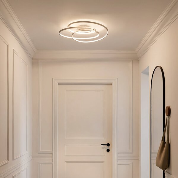 Lindby LED stropna svjetiljka Joline, Ø 60 cm, boja nikla, metal, prigušiva, Metalik, Dnevni boravak/blagovaonica, Metal