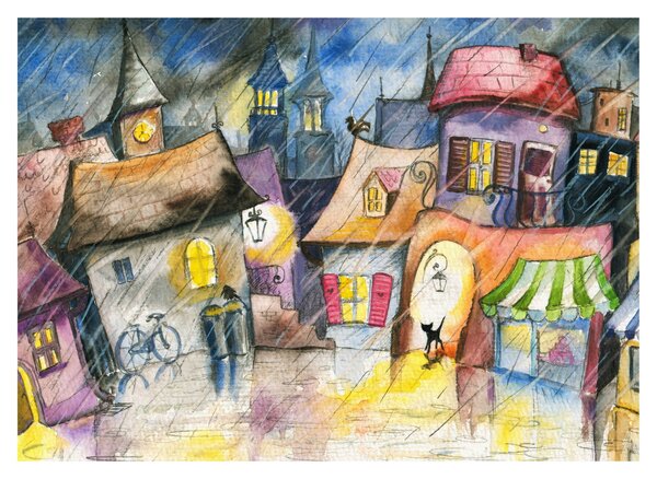 Slika - Deževen večer (70x50 cm)