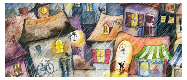 Slika - Deževen večer (120x50 cm)