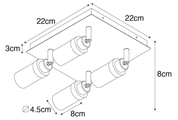 Moderno kupaonsko reflektorsko svjetlo crno 4-svjetla IP44 - Japie