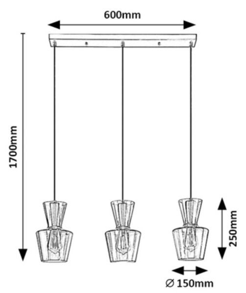 Rabalux 72163 - Luster na sajli ABRA 3xE27/60W/230V