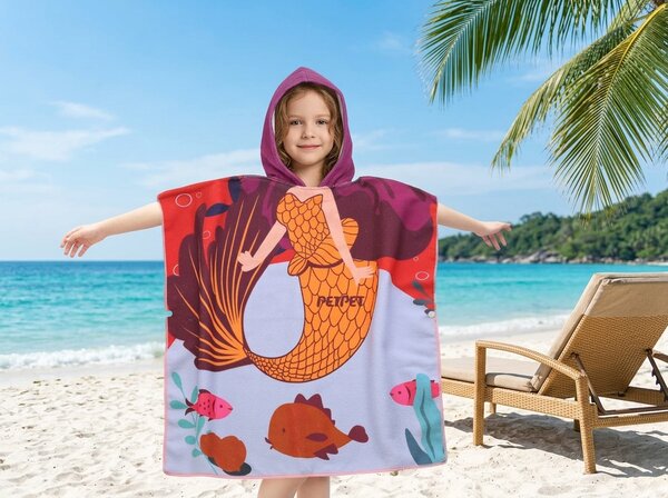 Dječji pončo MORSKA SIRENA MARINA plavo-siva Dimenzije: 60 x 120 cm