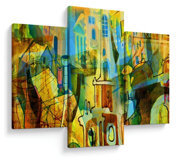 Slika - Arhitektura, kubistična abstrakcija (90x60 cm)