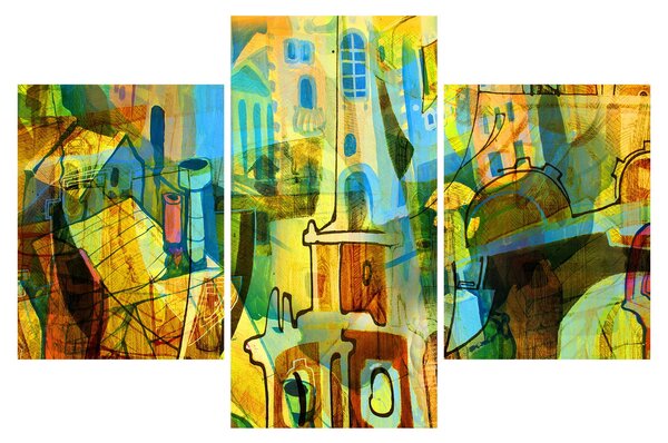 Slika - Arhitektura, kubistična abstrakcija (90x60 cm)