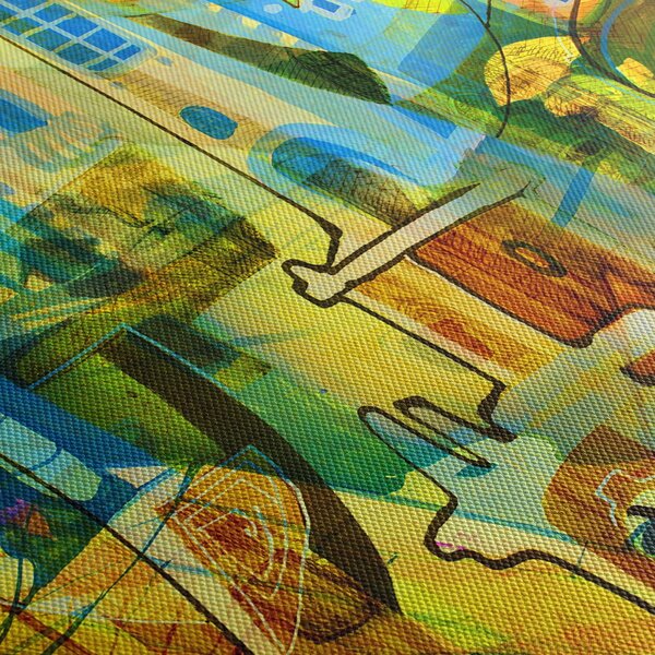 Slika - Arhitektura, kubistična abstrakcija (90x60 cm)
