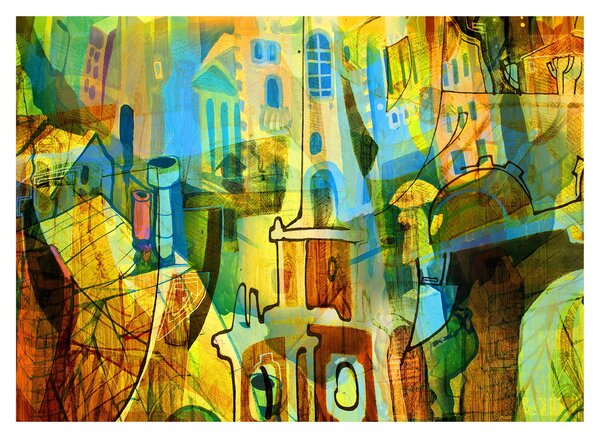 Slika - Arhitektura, kubistična abstrakcija (70x50 cm)
