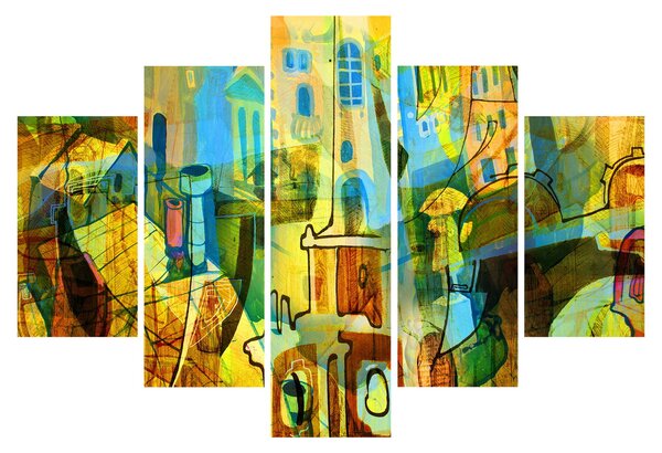 Slika - Arhitektura, kubistična abstrakcija (150x105 cm)