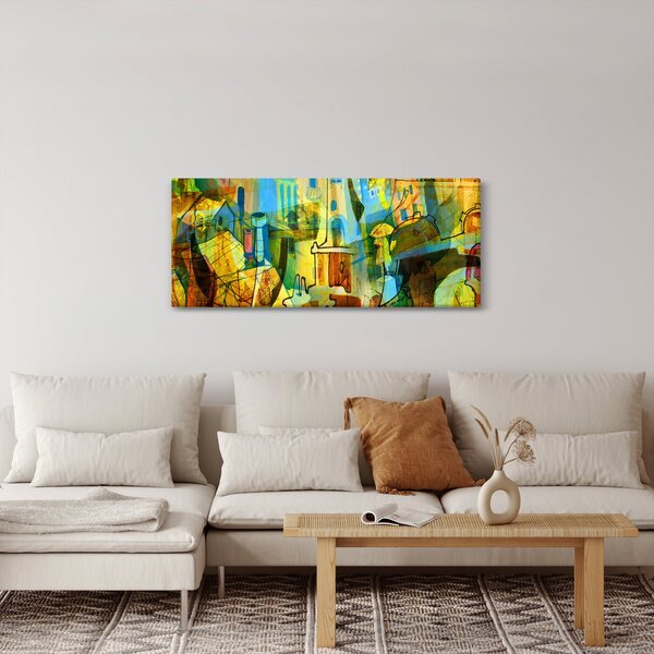 Slika - Arhitektura, kubistična abstrakcija (120x50 cm)