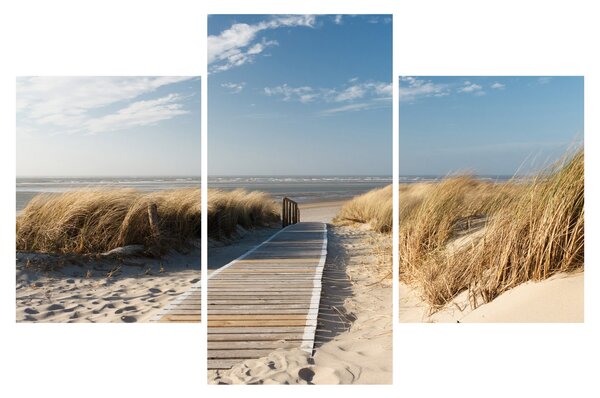 Slika - Peščena plaža na otoku Langeoog, Nemčija (90x60 cm)