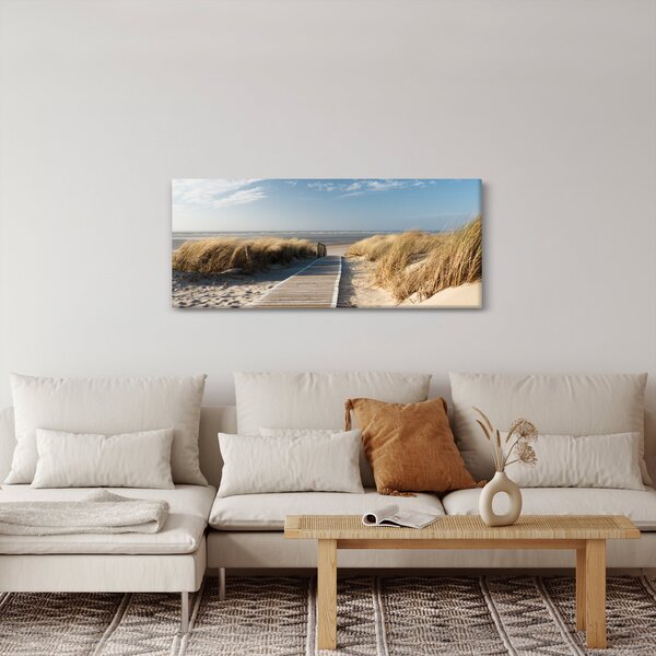 Slika - Peščena plaža na otoku Langeoog, Nemčija (120x50 cm)