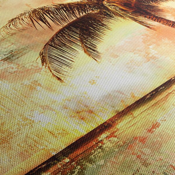 Slika - Palme na plaži (sa satom) (90x30 cm)