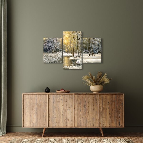 Slika - Koča v gozdu, oljna slika (90x60 cm)