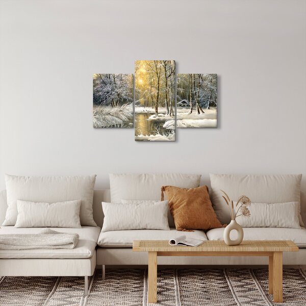 Slika - Koča v gozdu, oljna slika (90x60 cm)