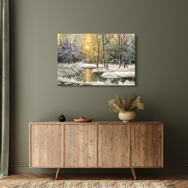Slika - Koča v gozdu, oljna slika (90x60 cm)