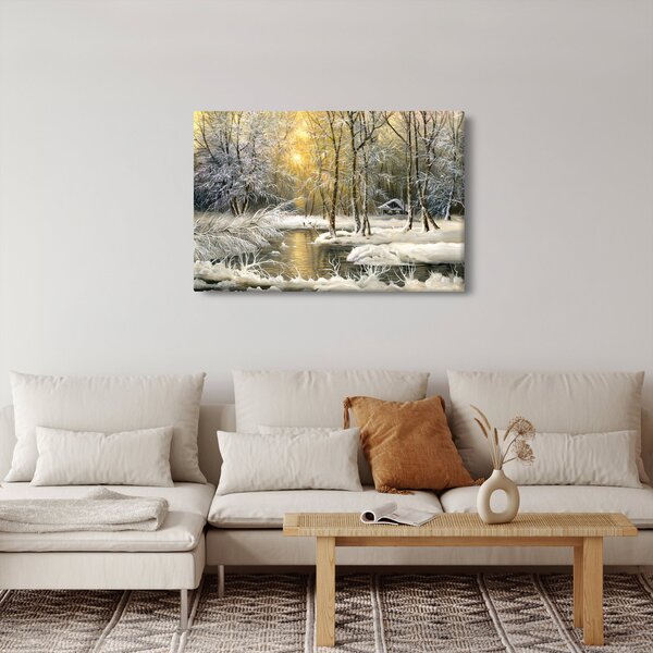 Slika - Koča v gozdu, oljna slika (90x60 cm)